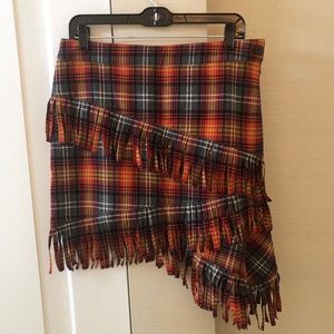Moschino chic and chic fringe plaid skirt